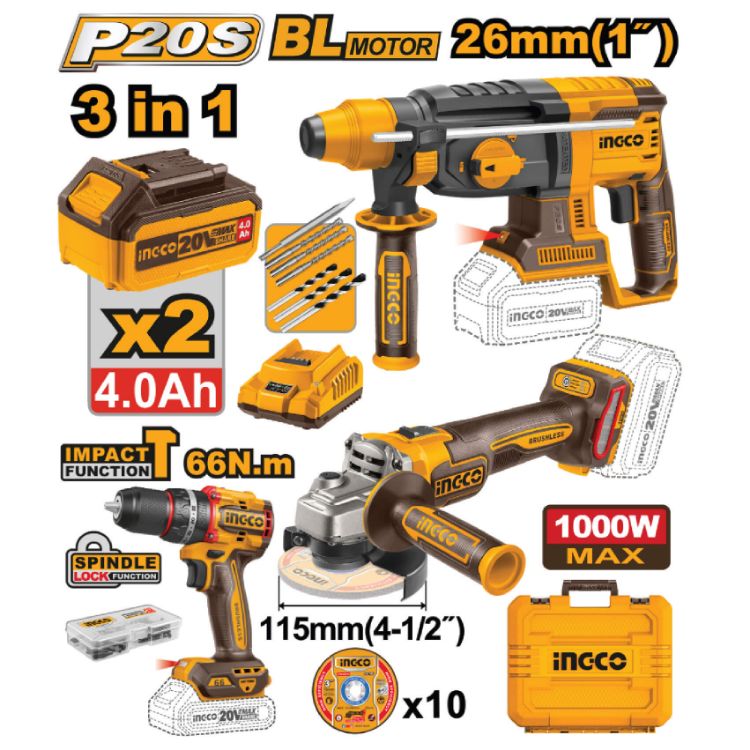 Picture of A/GRINDER/IMP.DRILL/R/H DRILL COMBO 3PC C/LESS