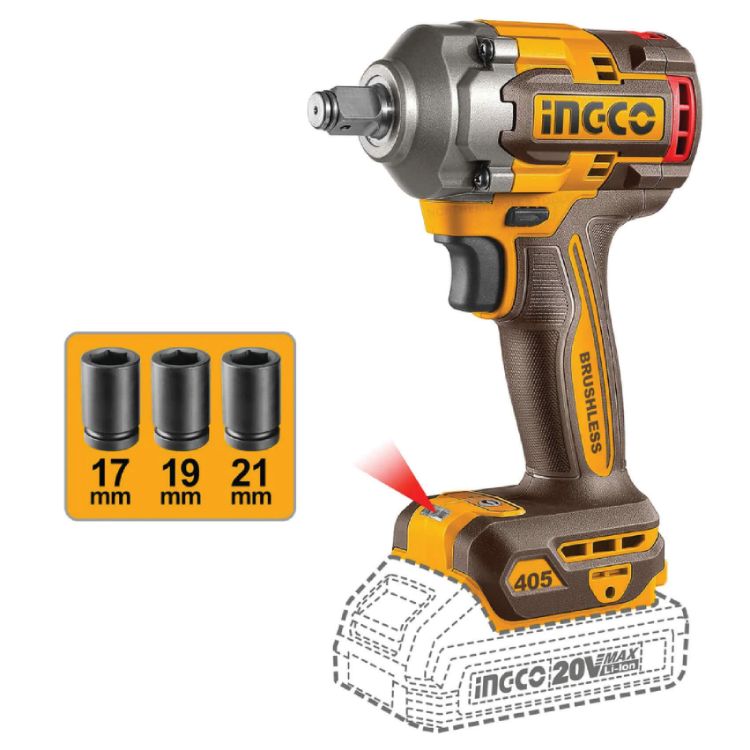 Picture of IMPACT WRENCH (INGCO) 20V BRUSHLESS 405NM SOLO