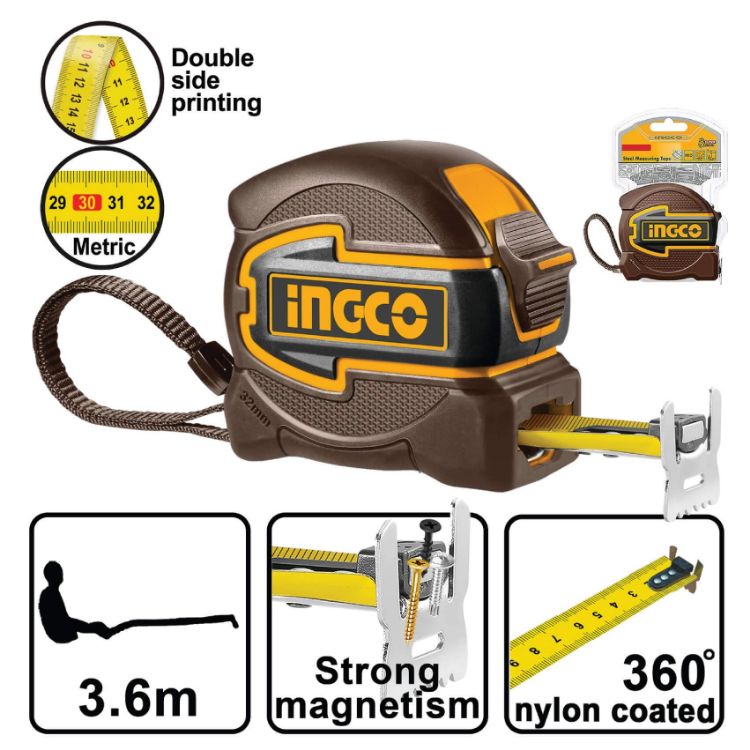 Picture of TAPE MEASURE (INGCO) 8M X 32MM STL MAG DBL HOOK
