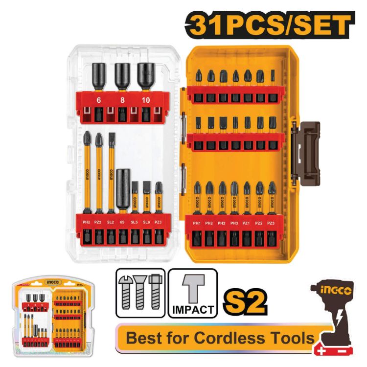 Picture of SCREWDRIVER BIT SET IMPACT (INGCO) 31PCS