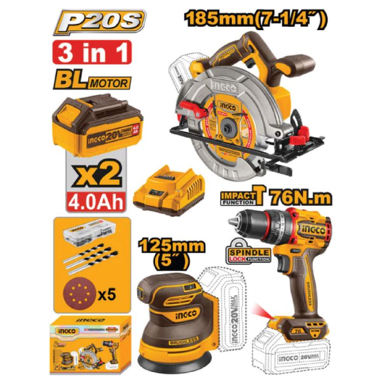 Picture of O/SANDER/CIRC SAW/IMP.DRILL 3PC COMBO KIT 20V (ING