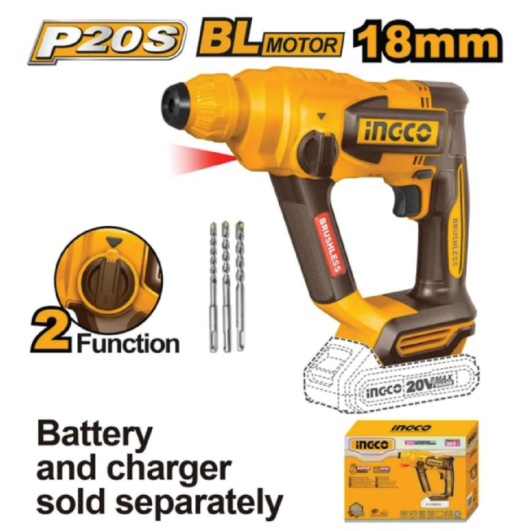 Picture of DRILL ROTARY HAMMER (INGCO) 20V CORDLESS SOLO
