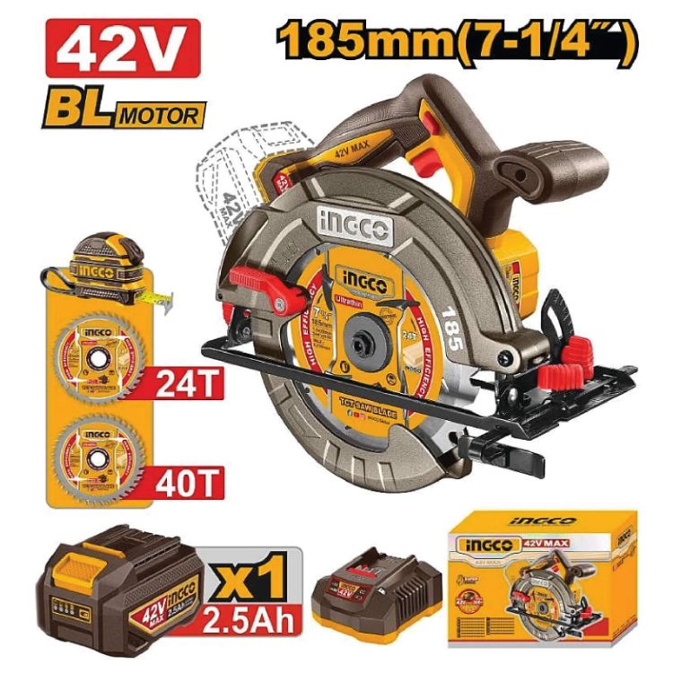 Picture of CIRC/SAW (INGCO) 42V B/LESS 1X2.5AH BATTERY + ACC